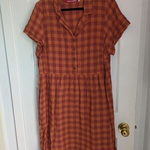 Pyne & Smith Orange And Red Plaid Dress